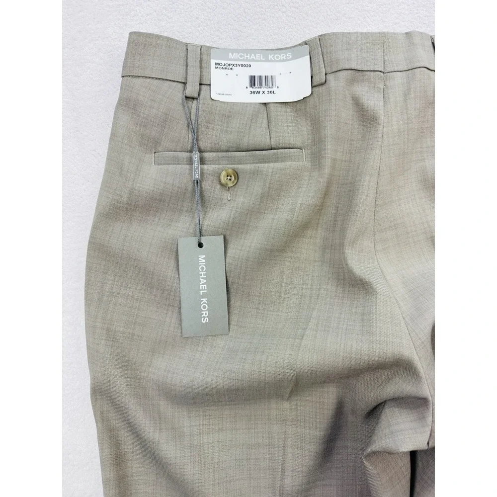 Michael Kors Mens Dress Pants Gray Monroe Slacks Flat Front 36x30 NWT